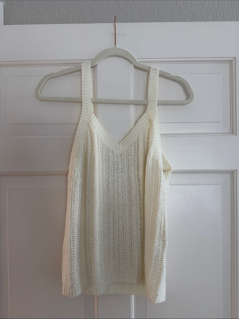Lost + Wander Cream Knit V-Neck Tank